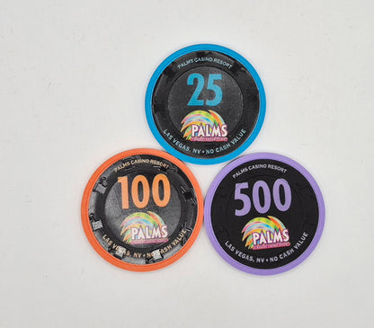 Palms Hotel Casino Las Vegas Nevada 2003 'Celebrity Poker Showdown' 3 Chip Bundle
