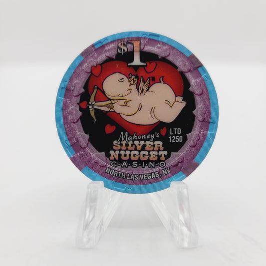 Mahoney's Silver Nugget Casino Las Vegas Nevada 2002 "Valentine's Day" $1 Casino Chip V9780 LTD 1250