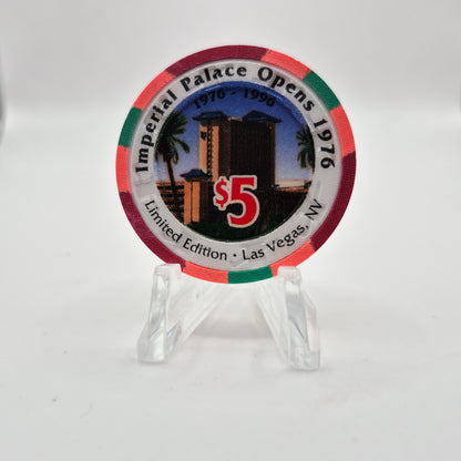 Imperial Palace Casino Las Vegas Nevada 1996 $5 Casino Chip "20th Anniversary" N2741.E *ERROR 'EDITON'