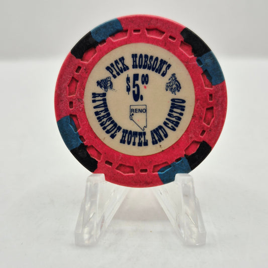 Riverside "Pick Hobson's" Casino Reno Nevada 1978 $5 Casino Chip N5503 *Worn
