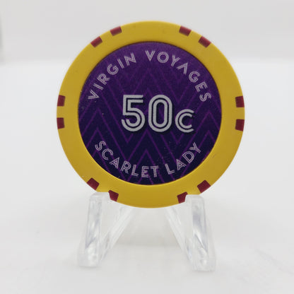Virgin Voyages Cruise Ship Plantation Florida "Scarlet Lady" $.50 Casino Chip