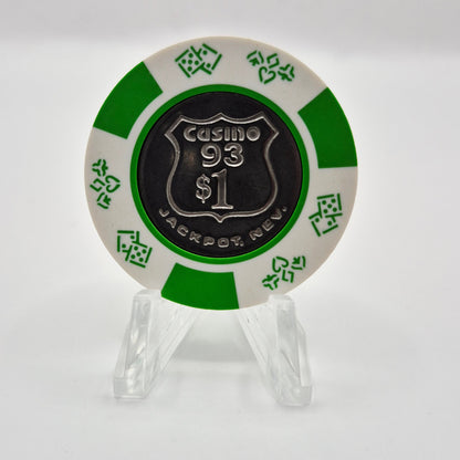 Casino 93 Jackpot Nevada 1980's $1 Coin Inlay Casino Chip N3189