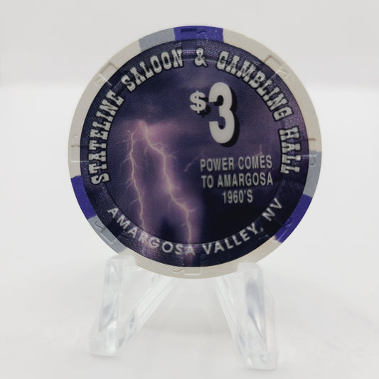 Stateline Saloon Casino Amargosa Valley Nevada 1997 $3 Casino Chip V1591 LTD 450