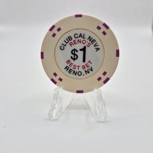 Club Cal-Neva Hotel Casino Reno Nevada 2008 $1 Casino Chip E8547
