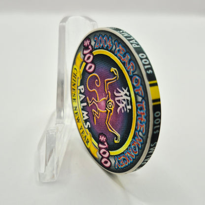 Palms Hotel Casino Las Vegas Nevada 2004 'Year of the Monkey' $100 Casino Chip E2053