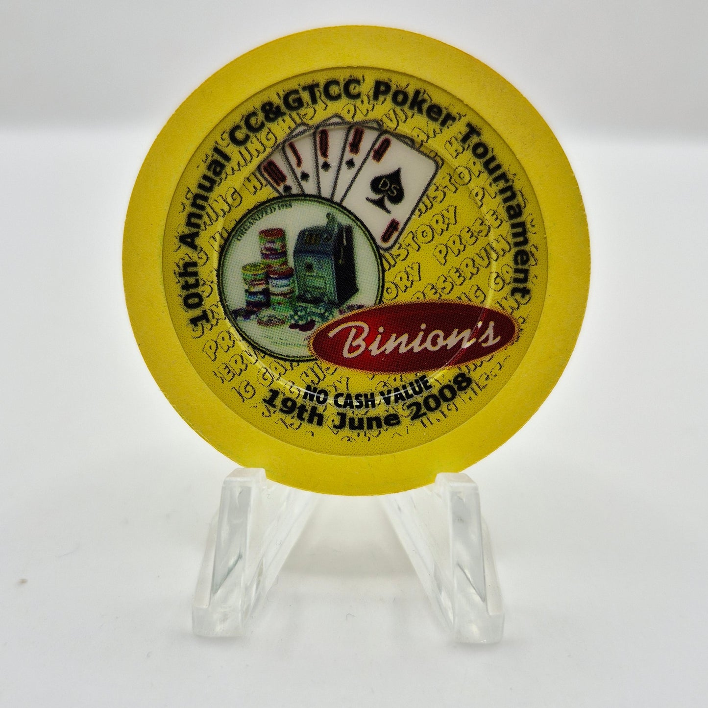 Binions Gambling Hall Las Vegas Nevada 2008 '10th Annual CCGTCC Poker Tournament' Chip 43 MM