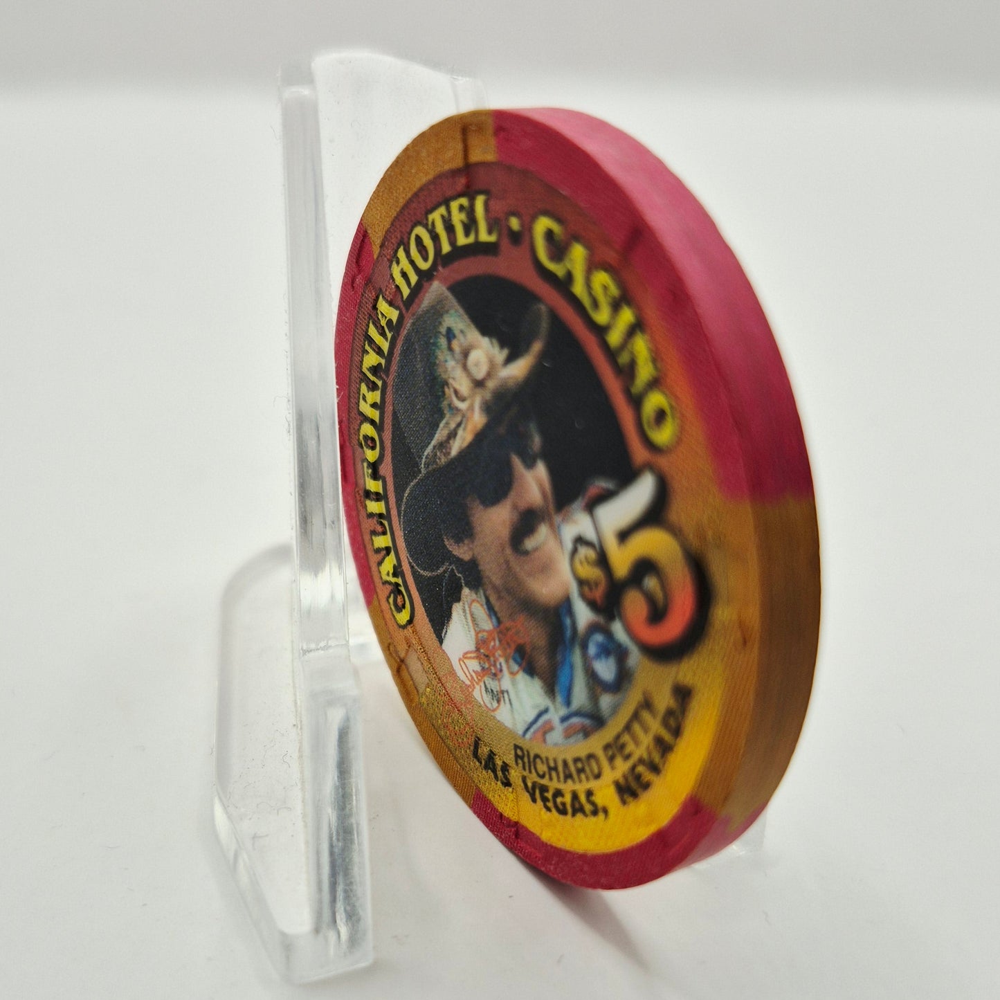 California Hotel Casino Las Vegas Nevada 1998 'Richard Petty' $5 Casino Chip N9428