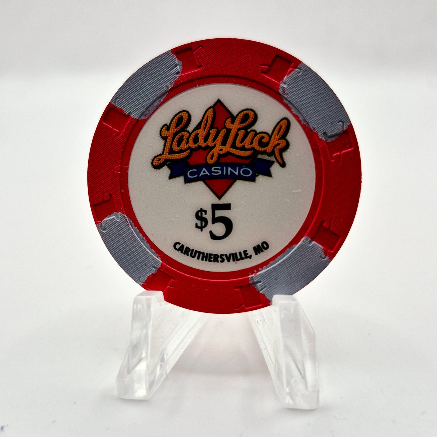 Lady Luck Casino Caruthersville Missouri $5 Casino Chip *Backup Chip **UNC