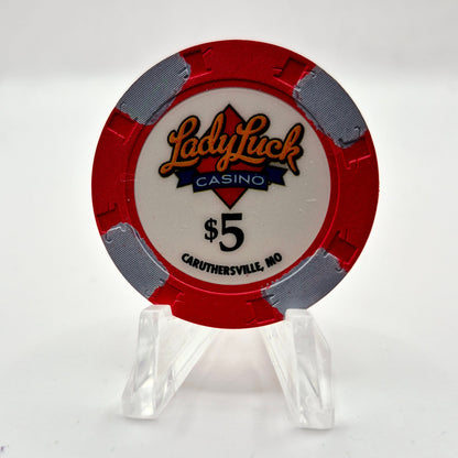 Lady Luck Casino Caruthersville Missouri $5 Casino Chip *Backup Chip **UNC