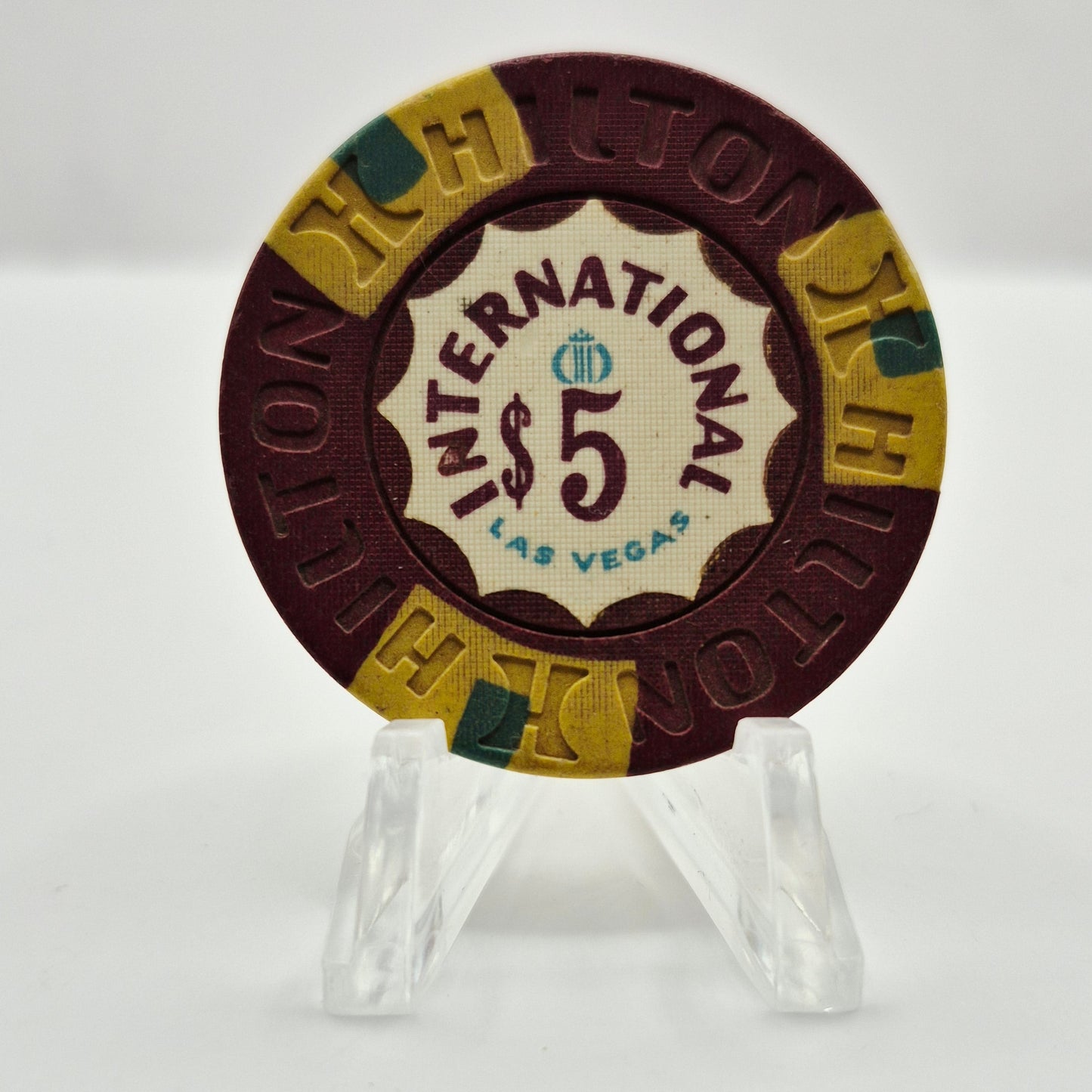 Hilton International Hotel Casino Las Vegas Nevada 1970 $5 Casino Chip N1796