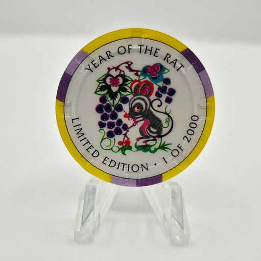 Crystal Park Casino Crystal City California 1996 Grand Opening 'Year of the Rat' $5 Casino Chip