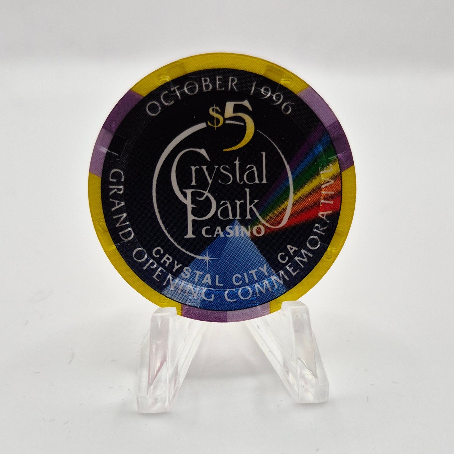 Crystal Park Casino Crystal City California 1996 Grand Opening 'Year of the Ox' $5 Casino Chip