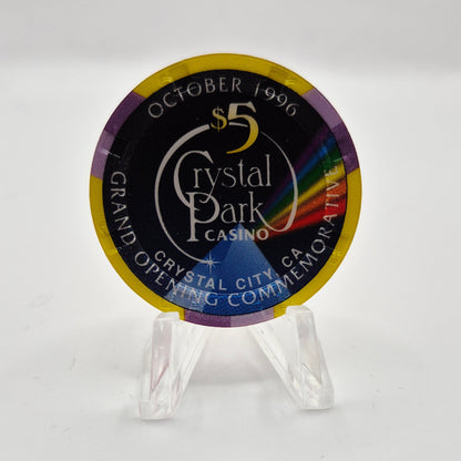 Crystal Park Casino Crystal City California 1996 Grand Opening 'Year of the Ox' $5 Casino Chip