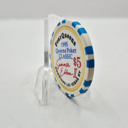 Four Queens Hotel Casino Las Vegas Nevada 1995 'Queens Poker Classic' $5 Casino Chip N0529