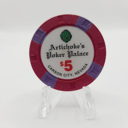 Artichoke Poker Palace Carson City Nevada 1997  $5 Casino Chip N9275