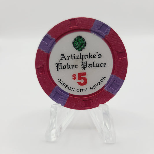 Artichoke Poker Palace Carson City Nevada 1997  $5 Casino Chip N9275