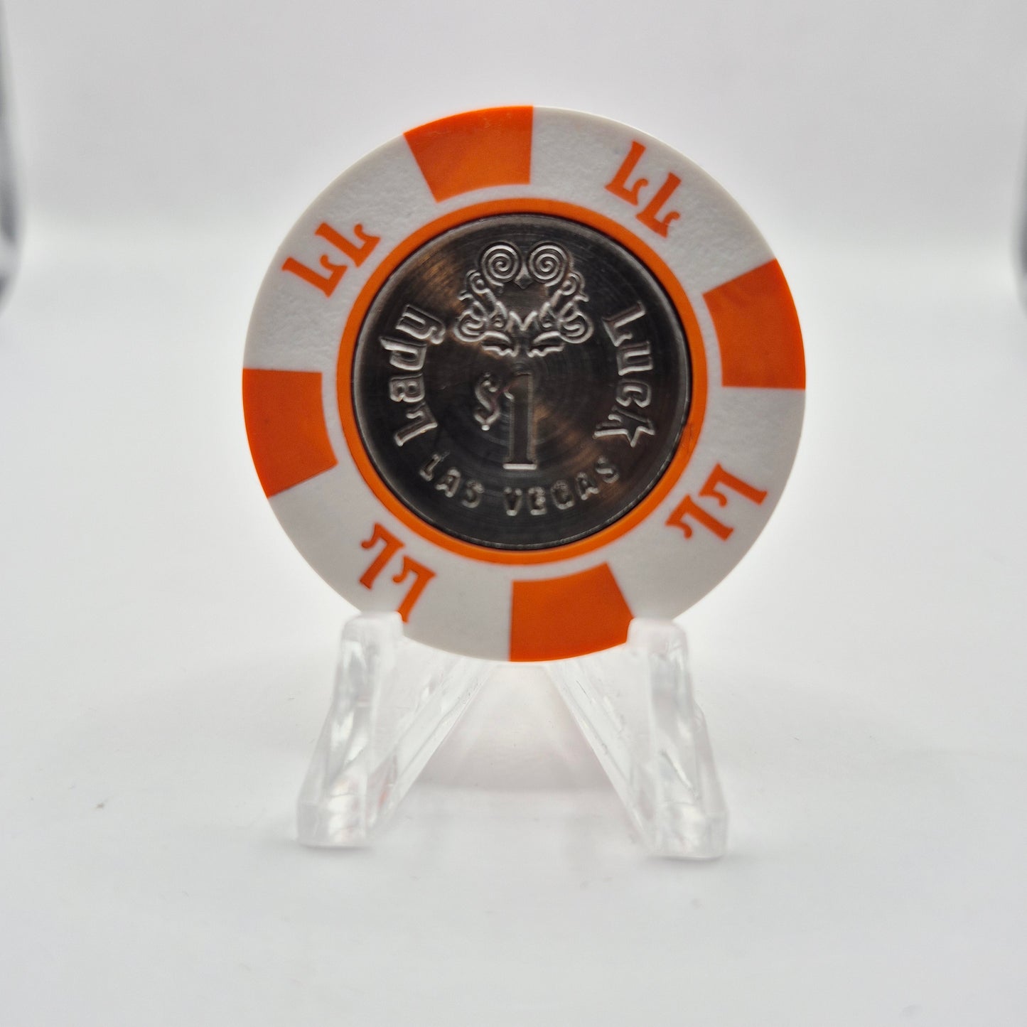 Lady Luck Hotel Casino Las Vegas Nevada 1980's "Coin Inlay" $1 Casino Chip N1842.P1