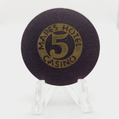 Mapes Hotel Casino Reno Nevada 1948 $5 Casino Chip N5227 *brown