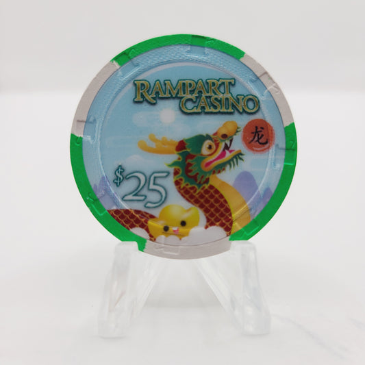 Rampart Hotel Casino Las Vegas Nevada 2024 "Year of the Dragon" $25 Casino Chip LTD 888