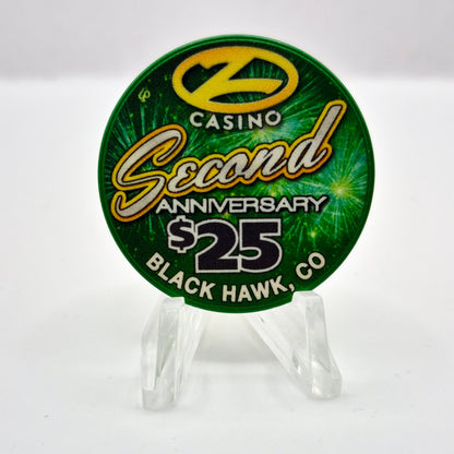 Z Casino Blackhawk Colorado '2016 2nd Anniversary' $25 Casino Chip