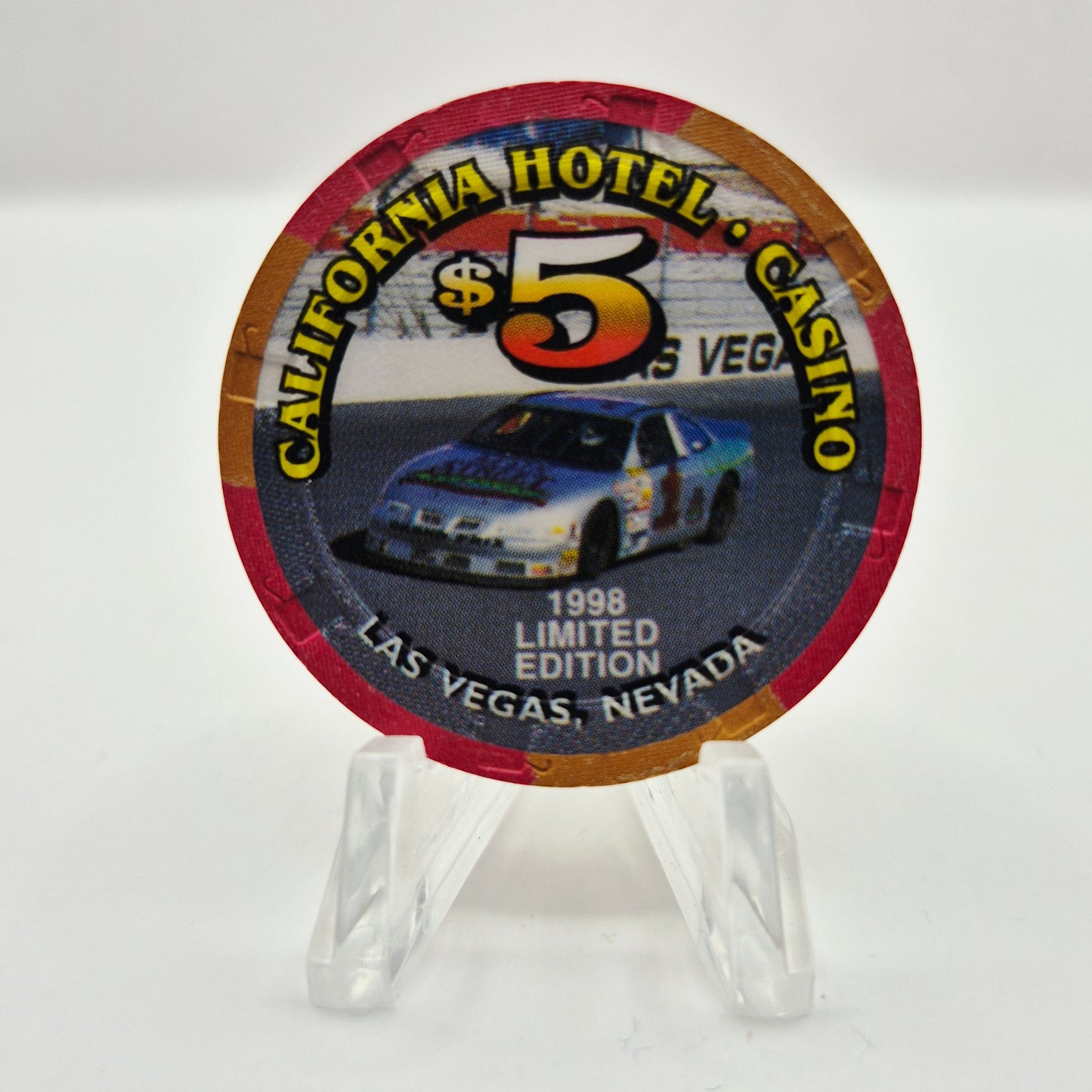 California Hotel Casino Las Vegas Nevada 1998 'Richard Petty' $5 Casino Chip N9428