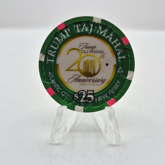 Trump Taj Mahal Hotel Casino Atlantic City New Jersey 2010 '20th Anniversary' $25 Casino Chip