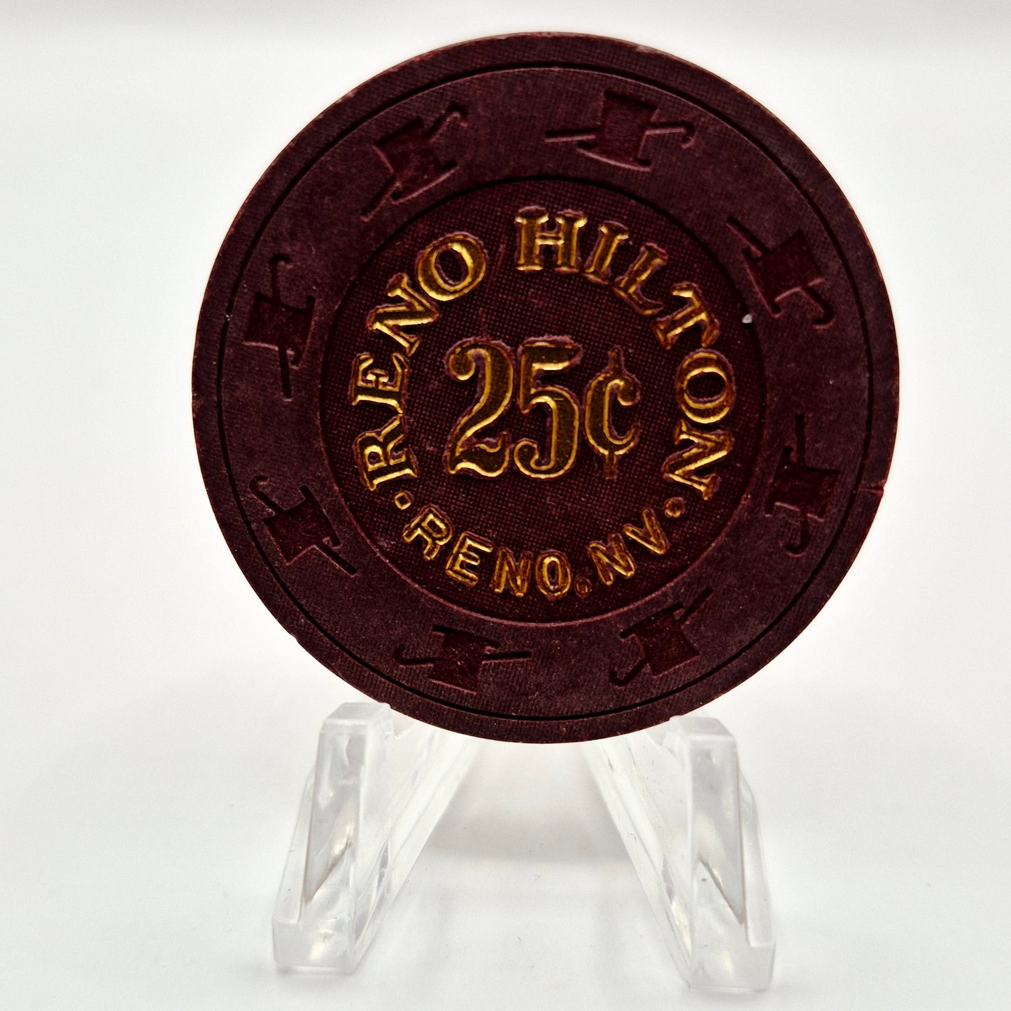 Hilton Hotel Casino Reno Nevada 1980's $.25 Casino Chip N3133
