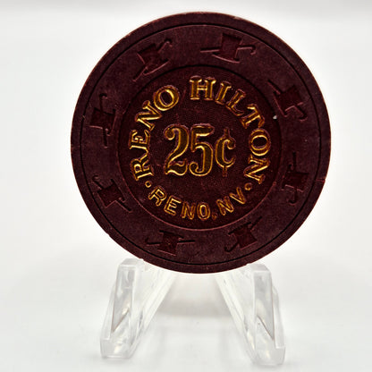 Hilton Hotel Casino Reno Nevada 1980's $.25 Casino Chip N3133