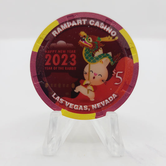 Rampart Hotel Casino Las Vegas Nevada 2023 "Year of The Rabbit" $5 Casino Chip
