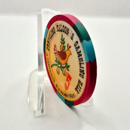 Stateline Saloon Amargosa Valley Nevada 1996 'Partridge in a Pear Tree' Series 1 LE $5 Casino Chip N9164