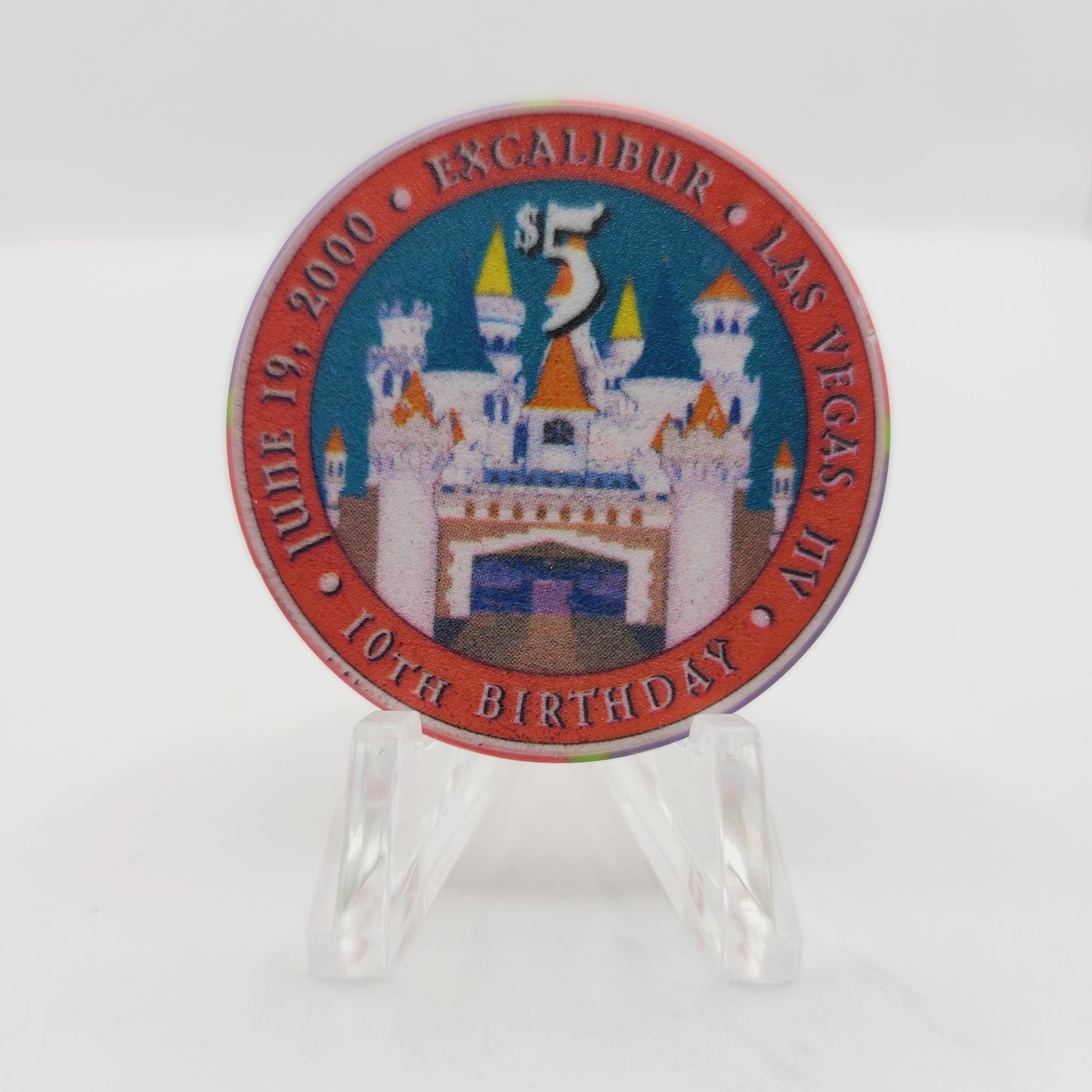 Excalibur Hotel Casino Las Vegas Nevada 2000 "10th Birthday" $5 Casino Chip V4070