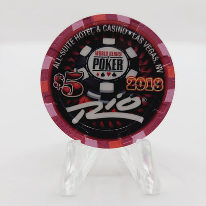Rio Hotel Casino Las Vegas Nevada 2013 WSOP "Pair of Aces" $5 Casino Chip D1117 LTD 1000