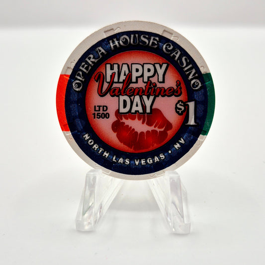 Opera House Casino N. Las Vegas Nevada 2002 'Happy Valentine's Day' LE $1 Casino Chip V9265