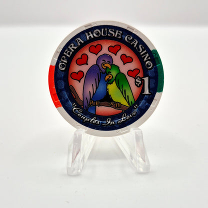 Opera House Casino N. Las Vegas Nevada 2002 'Happy Valentine's Day' LE $1 Casino Chip V9265