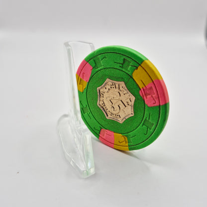 Hacienda Hotel Casino Las Vegas Nevada 1974 $25 Casino Chip N2483 *Crack by yellow insert