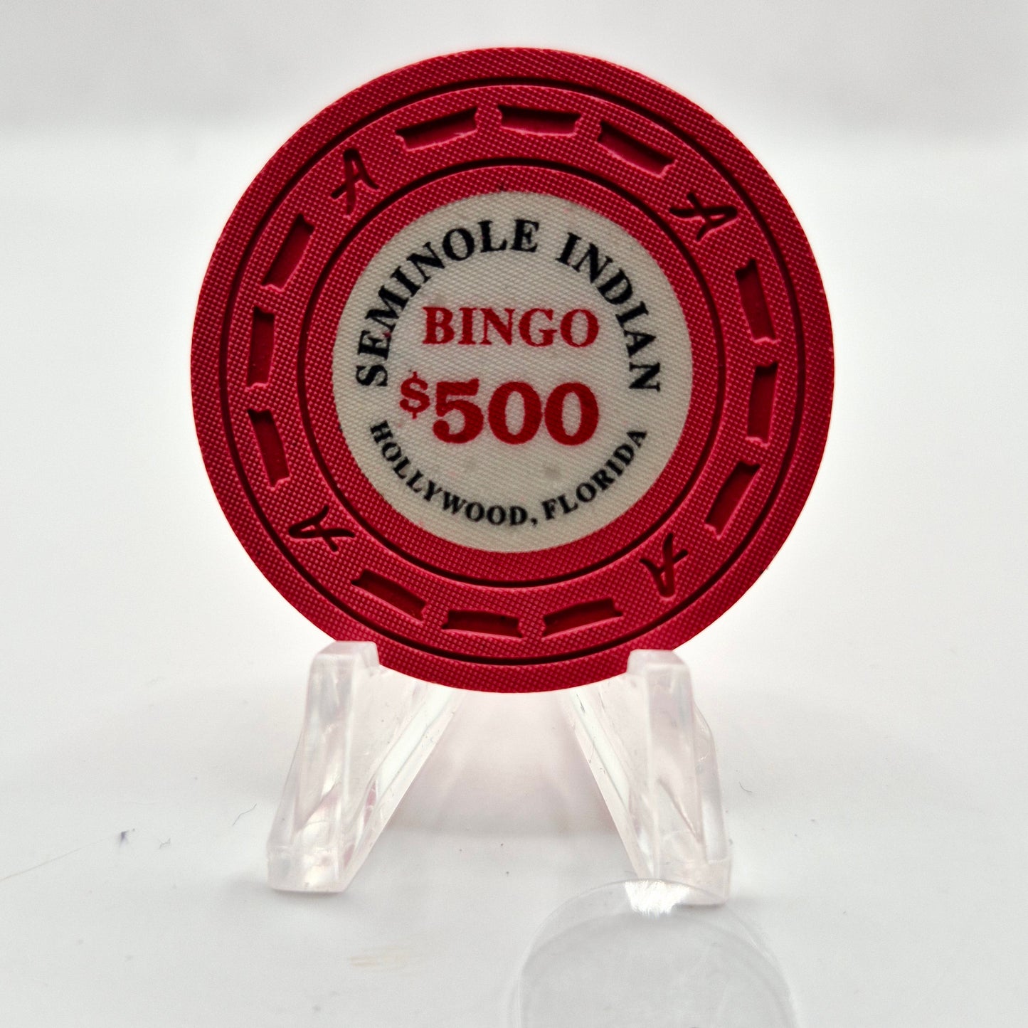 Seminole Indian Bingo Casino Hollywood Florida $500 Casino Chip CG016628