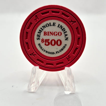 Seminole Indian Bingo Casino Hollywood Florida $500 Casino Chip CG016628