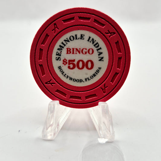 Seminole Indian Bingo Casino Hollywood Florida $500 Casino Chip CG016628