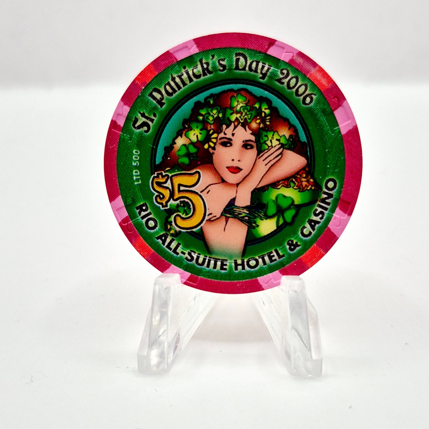 Rio All-Suite Hotel Casino Las Vegas Nevada 2006 Saint Patrick's Day $5 Casino Chip E8967