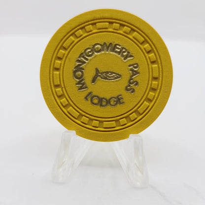 Montgomery Pass Lodge Montgomery Pass Nevada 1953 "Roulette" Chip N3275 (Yellow)