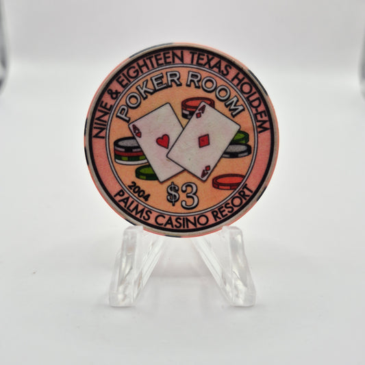 Palms Hotel Casino Las Vegas Nevada 2004 "9/18 Poker" $3 Casino Chip E3055