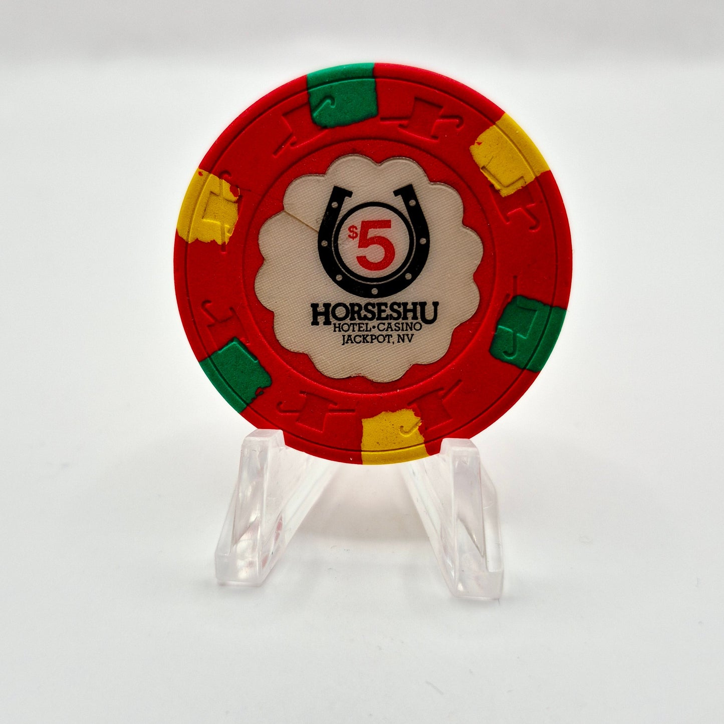 Horseshu Hotel & Casino Jackpot Nevada 1987 $5 Casino Chip N2534 "Worn"