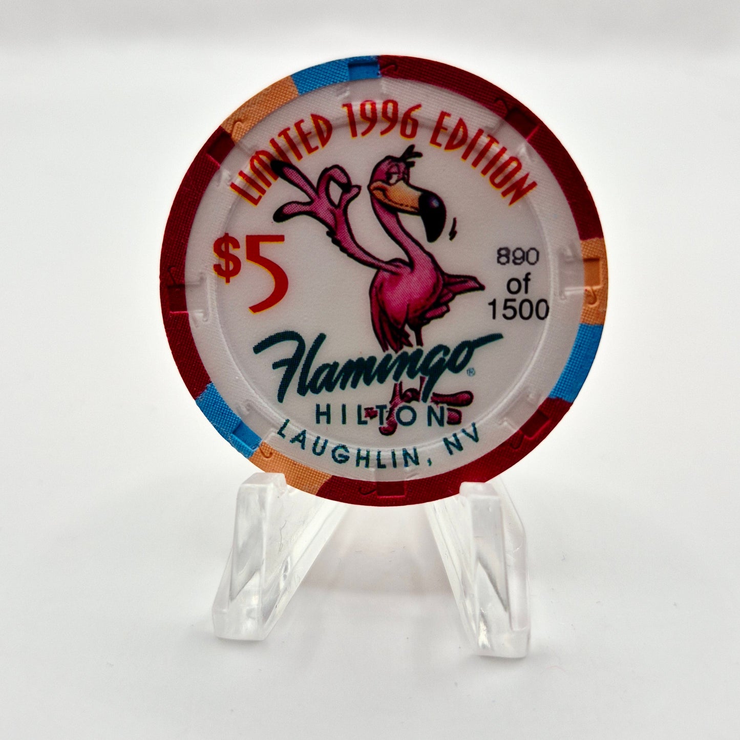 Flamingo Hilton Laughlin Nevada 1996 'Legends of the West - Pat Garrett' Series 8 LE $5 Casino Chip N8291