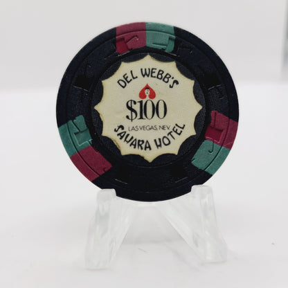 Sahara Hotel Casino Las VegasNevada"Del Webb's"1961 $100 Casino Chip N2095