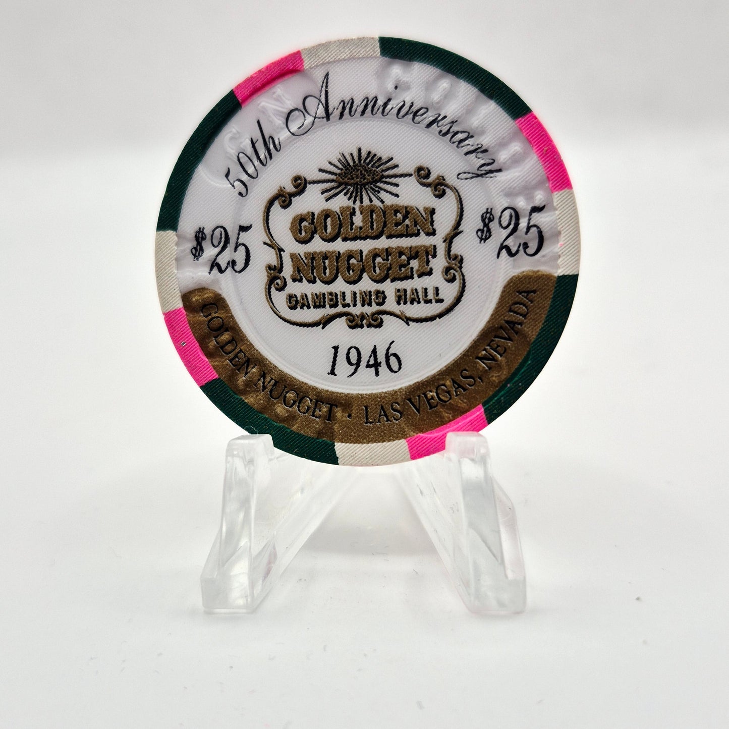 Golden Nugget Las Vegas Nevada 1996 '50th Anniversary' LE $25 Casino Chip N8471