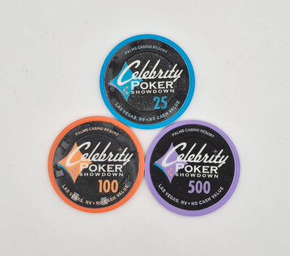 Palms Hotel Casino Las Vegas Nevada 2003 'Celebrity Poker Showdown' 3 Chip Bundle