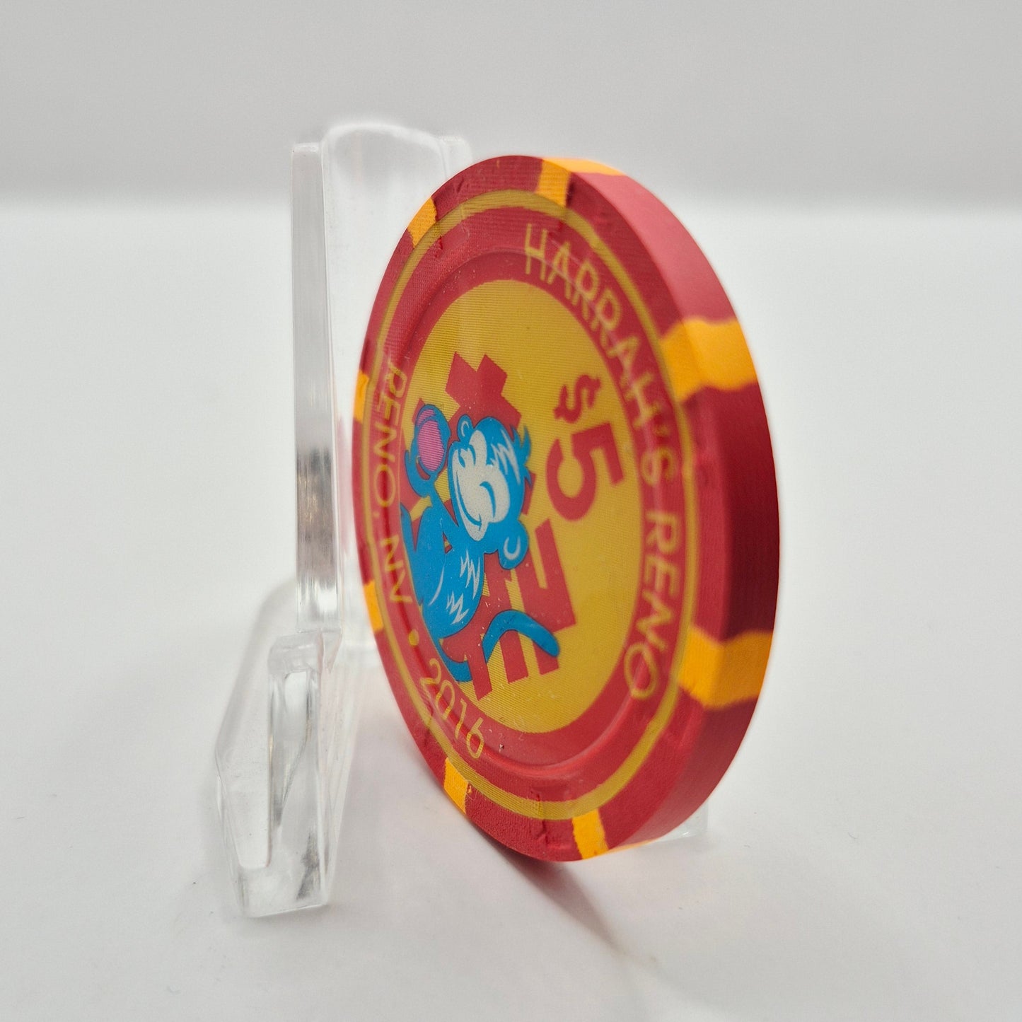 Harrah's Casino Hotel Reno Nevada 2016 'Year of the Monkey' $5 Casino Chip D2108