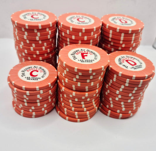 The Resort At Summerlin 1999 Rack of 100 Miscellaneous Roulette Chips
