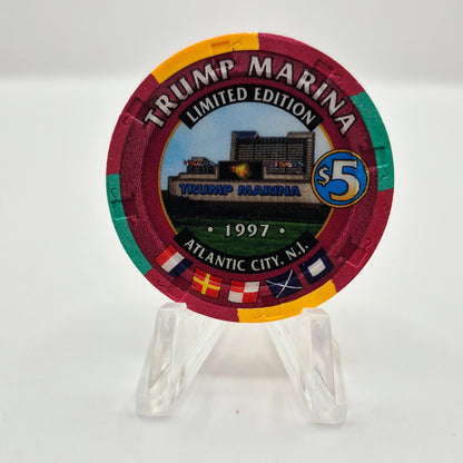 Trump Marina Hotel Casino Atlantic City New Jersey 1997 $5 Casino Chip
