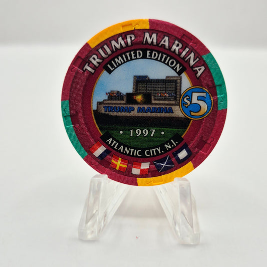 Trump Marina Hotel Casino Atlantic City New Jersey 1997 $5 Casino Chip